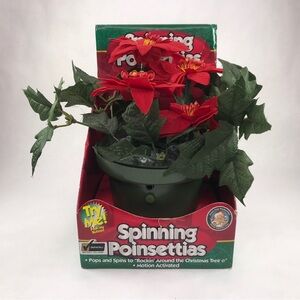 Gemmy Spinning Poinsettias Box Motion Sensor Rockin Around Tested Works